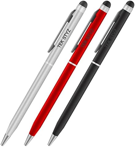 Pro Stylus Pen עבור Blu Q160T עם דיו, דיוק גבוה, צורה רגישה במיוחד וקומפקטית למסכי מגע [3 חבילה-שחור-אדום-סילבר]